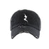 Black Fancy Distressed Denim Hat